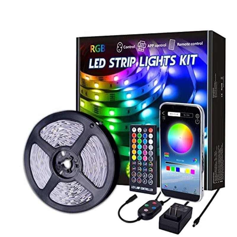 Jenklight LEDテープライト5M 非防水 テープライト RGB ストリップ