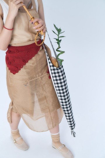 Jam Jar Bag 遮陽傘包 格紋 棉絲混紡 長傘套 傘袋 黑白 日本製