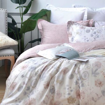 【卓瑩】天絲60S雅致-花心蒔光床包5件組-6x6.2呎