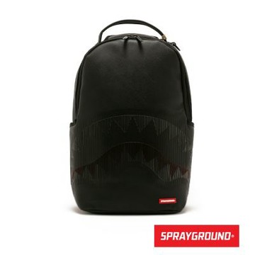 SPRAYGROUND-條紋漸層鋸齒鯊大容量後背包-黑色