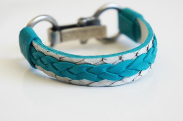 亮土耳其藍色編織 工業風夾式金屬釦 PdB 紐約手作皮件