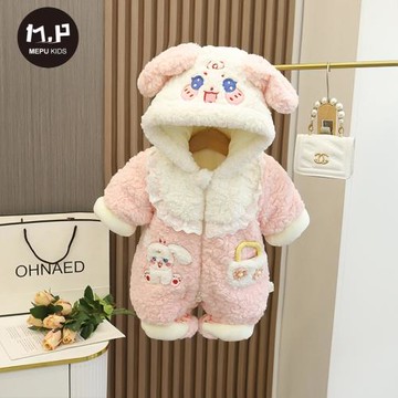 嬰兒衣服冬款連體衣可愛超萌0一1歲新生女寶寶外套冬裝加厚外出服