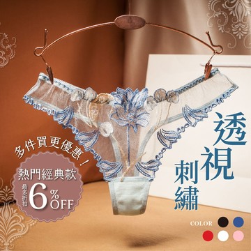 ✨ LUCISSI｜性感透明網紗T字內褲 刺繡 透氣無痕 低腰蕾絲 內衣誘惑 紅內褲 翹臀 提臀 欧美風格 現貨