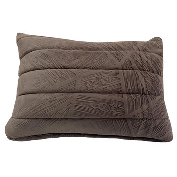 J&N 木紋珩縫鋪綿短毛絨腰枕 2入 長方形 填充棉 外套可拆洗  40 x 28cm  深咖色