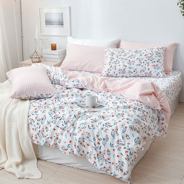 床包被套組(鋪棉兩用被套)-單人 / 舒柔棉三件式 / 沁心花漾