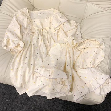 【台灣發貨】甜美彩色波點睡衣女夏季短袖短褲日係美少女ins風夏天家居服套裝 睡衣 甜美短袖家居服 舒服的睡衣