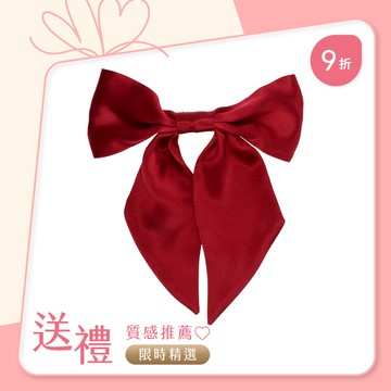L. ERICKSON USA 經典蝴蝶結真絲髮夾〈酒紅色〉