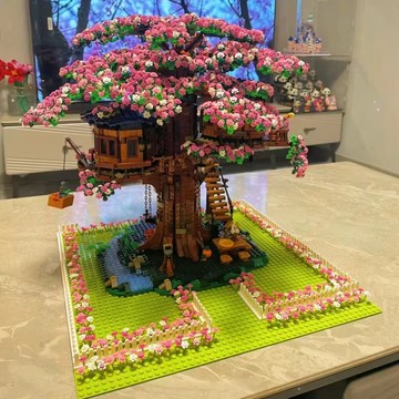 兼容樂高積木彩虹四季樹屋花束積木模型益智拼裝成人高難度玩具