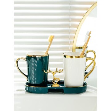 情侶輕奢漱口杯置物架陶瓷洗漱杯子牙具杯刷牙杯一對牙刷牙杯套裝