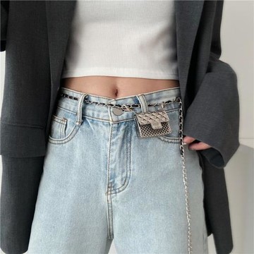 網紅金屬小包包腰帶女時尚百搭配連衣裙子牛仔褲腰鏈收腰腰包裝飾