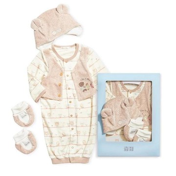 奇哥Chic a Bon 動物好朋友假兩件妙妙裝3個月(BGDR0203W白) (妙妙裝+帽子+腳套) 2280元+紙袋