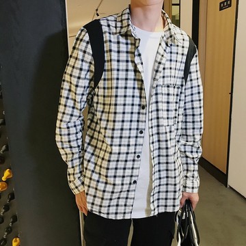 FINDSENSE H12018 春裝 新款 個性 格子 襯衫 免燙 長袖襯衫