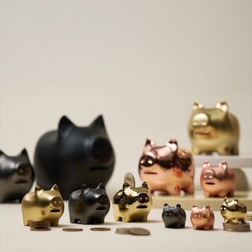 GOLDENPIG | 招財金豬 大豬小豬落御盤 霧玫瑰金