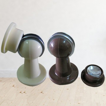 門檔 門吸 塑膠磁石門擋 電磁門止 HJ002門止 戶擋  門扣 門碰 門頂 磁石門止 米白/咖啡《昇瑋五金》