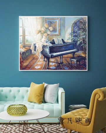 琴行樂器裝飾畫歐式油畫音樂培訓學校教室玄關鋼琴上方藝術壁掛畫