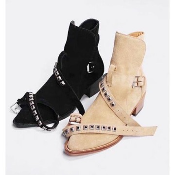 2025春夏新款磨砂皮鉚釘鉆石馬丁靴增高個性時尚短筒切爾西靴潮