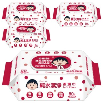 shubao 舒寶 櫻桃小丸子 純水潔淨柔濕紙巾  80張  4包