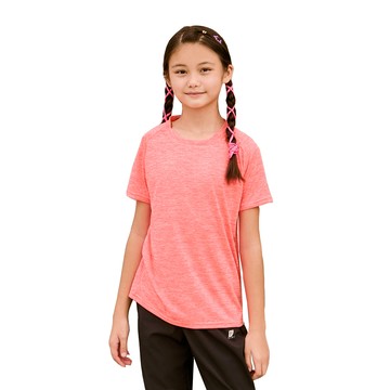 GIAT - 兒童花紗透氣排汗運動衣-短袖圓領款-亮桔