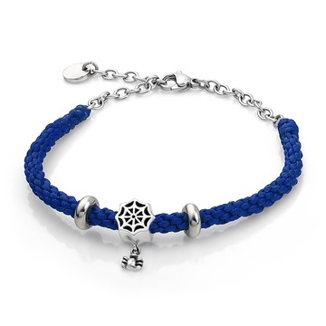 手鍊．手工編織．蠶絲蠟繩．純銀蜘蛛網串珠