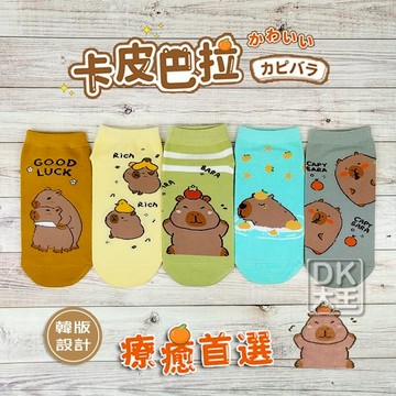 韓版 卡皮巴拉 精梳棉 襪子 直板襪 船襪 可愛水豚 CAPYBARA【DK大王】