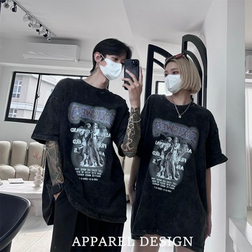 【APPAREL】EAXISWEIJ天使人形雕像水洗短T 水洗T 龐克風 搖滾風T