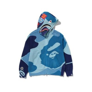 BAPE Crochet Shark Relaxed Fit Full Zip Hoodie 藍迷彩 BAPE-621