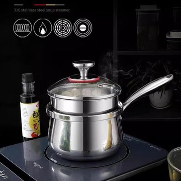 三層鋼奶家用不銹鋼鍋嬰兒輔食小奶鍋煮面鍋單柄小湯蒸鍋廠家直營