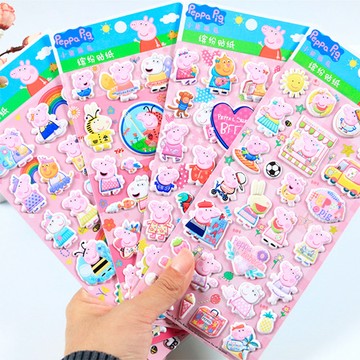 Peppa Pig 粉紅豬小妹佩佩豬立體泡泡貼紙泡棉立體貼紙玩具4張組 481006(生日禮物 聖誕節 平輸品)【小品館】