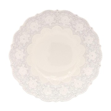 義大利VBC casa手工浮雕蕾絲系列32cm餐盤(米白色)