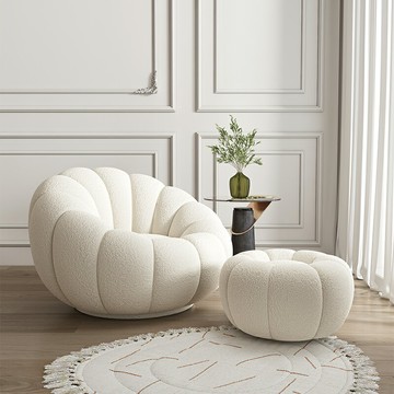 【台灣公司 可開發票】奶油風懶人沙發可躺可睡南瓜沙發椅小戶型羊羔絨布藝沙發單人沙發