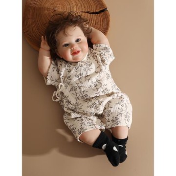 嬰姿新生嬰兒衣服夏季紗布薄款寶寶連體衣男女短袖哈衣爬爬服夏