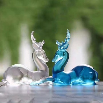 琉璃引鹿擺件高檔輕奢工藝品茶寵茶針茶撥擱架筆架禪意茶道配件