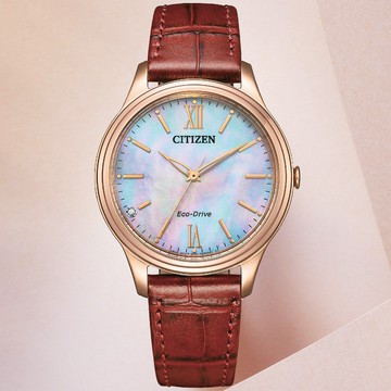 CITIZEN星辰 LADYS系列 光動能 經典大三針腕錶 34mm / EM0419-11D