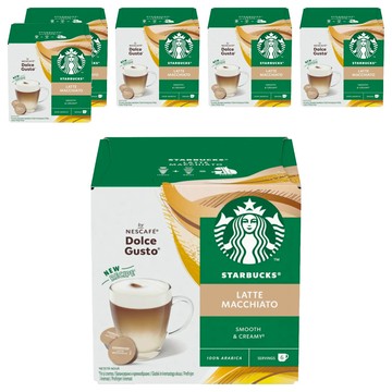 STARBUCKS 星巴克 拿鐵咖啡膠囊 咖啡膠囊5.5g 6顆 + 牛奶膠囊16g 6顆  5盒  21.5g  6份