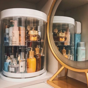 旋轉化妝品架子置物多層展示收納盒360度化妝刷收納筒防塵大容量