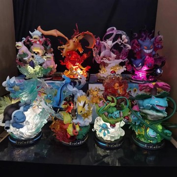 E哥❤現貨寵物精靈 神奇寶貝 噴火龍 超夢 耿鬼 水箭龜 伊布可發光手辦擺件預售