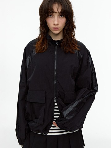 Front-Pocket Windbreaker Black