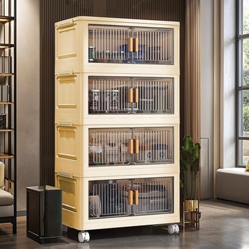 Mr.box 80面寬摺疊雙開門四層收納櫃-附滑輪【透明款】