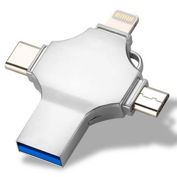 新款Type-c 旋轉U盤四合一金屬高速手機電腦U盤USB接口【宜家良品百貨】
