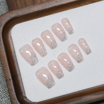 💛Hannah💛元旦新品發售純手工穿戴甲美甲貼片成品假指甲法式珍珠小紅書芭蕾裸粉新款星空IKK29