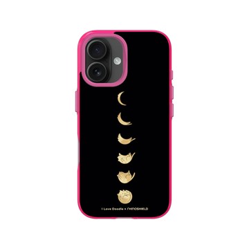 iPhone 16 Clear 粉漾桃 - ilovedoodle (Lim Heng Swee) - Cat Landscape - Cat Phases Black 貓咪月象-黑