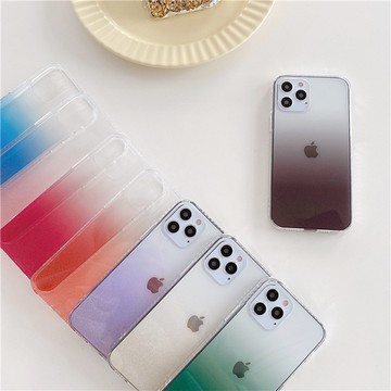 簡約透明漸變適用iPhone11手機殼8p蘋果12pro max防摔xr軟殼se女7