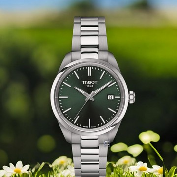 TISSOT 天梭錶 官方授權 PR 100 簡約大三針 時尚腕錶 女錶 手錶-T1502101109100/橄覽綠色 34mm