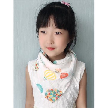 春夏薄竹棉紗布圍巾大三角巾嬰兒童圍脖方巾男女寶寶口水巾包頭巾