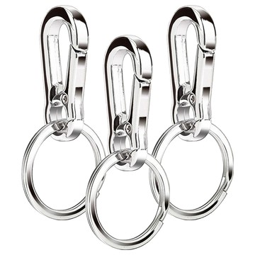 AHOYE 極簡金屬鑰匙圈3入組 - 優質鋅合金材質 一體成型工藝  銀色  1組