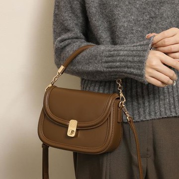 MK包包女2024秋季新款時尚簡約真皮馬鞍包小眾設計百搭單肩斜挎包