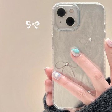 新款適用蘋果16promax手機殼閃粉蝴蝶結蘋果15羽紗14創意鐳射13女網紅爆款iphone11pro小眾女硅膠全包全套