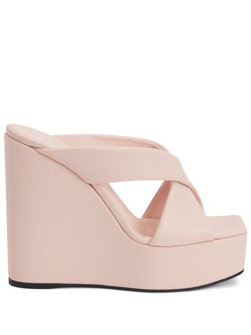 Giuseppe Zanotti - Melissa 130mm crossover-strap mules - women - Polyester/Leather/Rubber/Polyurethane - 37 - Pink