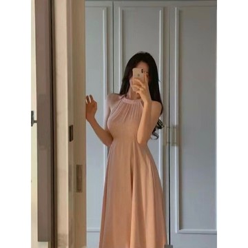 【ʟɪᴏɴɴ現貨】韓系氣質黑色粉色削肩連衣裙 收腰洋裝 夏天洋裝 約會洋裝 洋裝 生日洋裝 職場洋裝