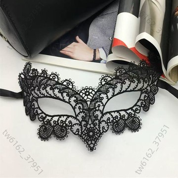【臺灣有貨 可開票】化妝舞會黑色蕾絲面具半臉女萬聖節cos派對白趣可愛眼罩面紗
